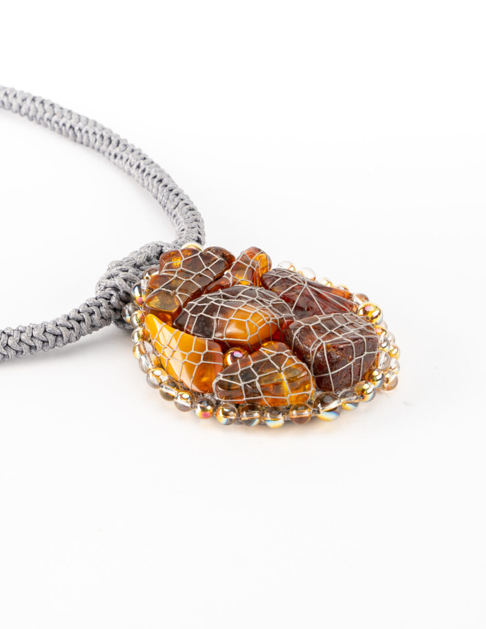 Naszyjnik z bursztynami i kryształami Swarovski'ego