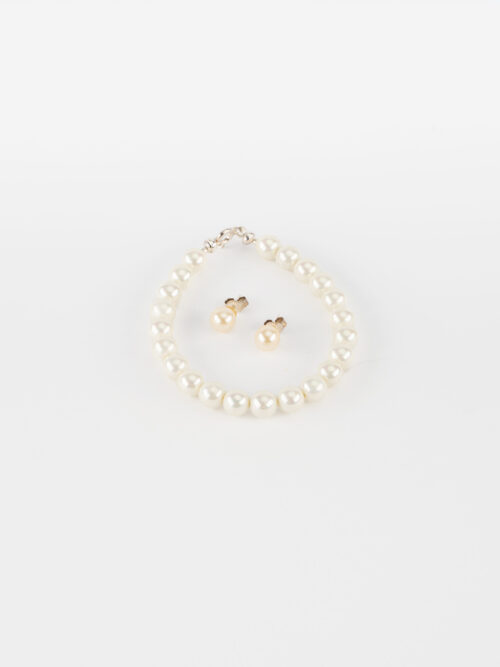 Komplet srebrnej biżuterii z pereł