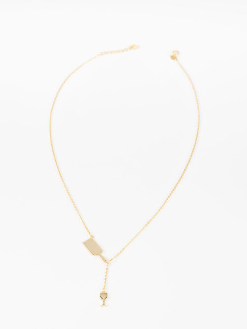 7R501834-Edit Łańcuszek z pozłacanego srebra z motywem winiarskim